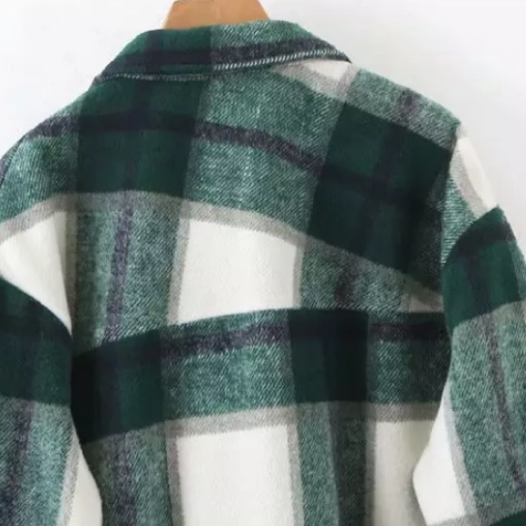 SOLD OUT Green Plaid Oversized Flannel Shacket Shirt Jacket - Picture 11 of 11